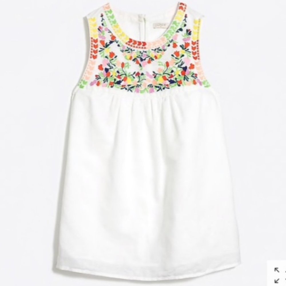 J Crew Factory Linen Embroidered Blouse - Multicolored
